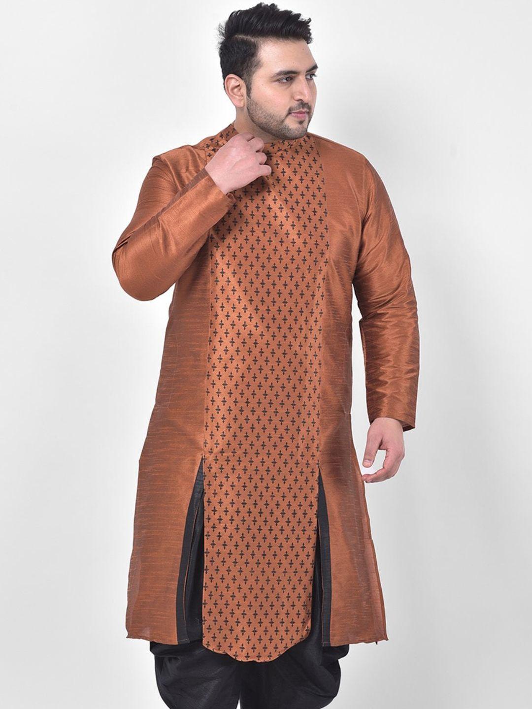 deyann plus men copper-toned ethnic motifs kurta