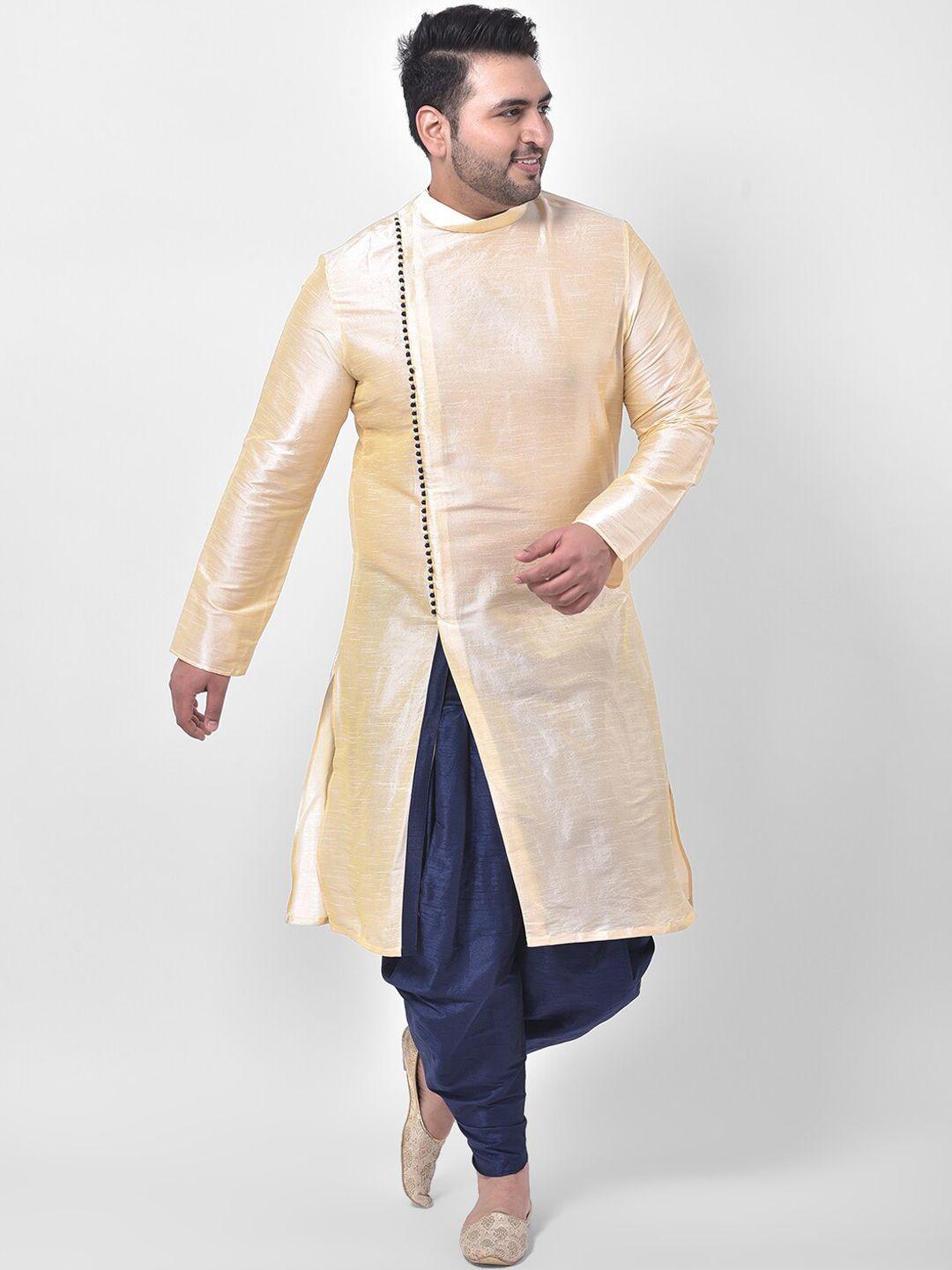 deyann plus men cream-coloured solid kurta