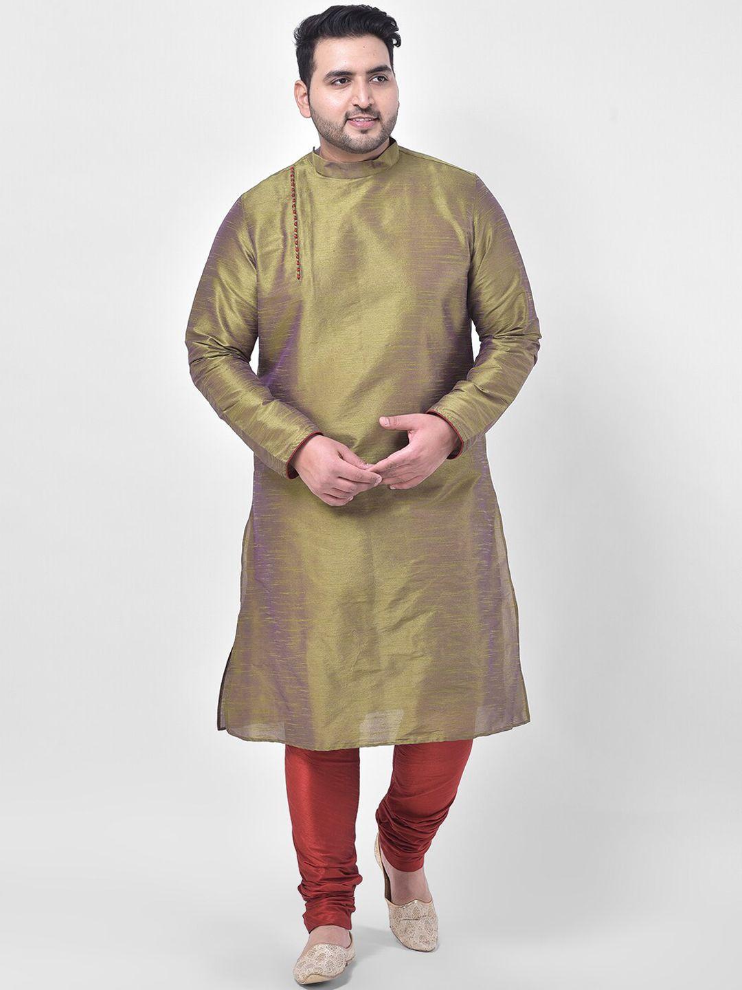 deyann plus men green printed kurta