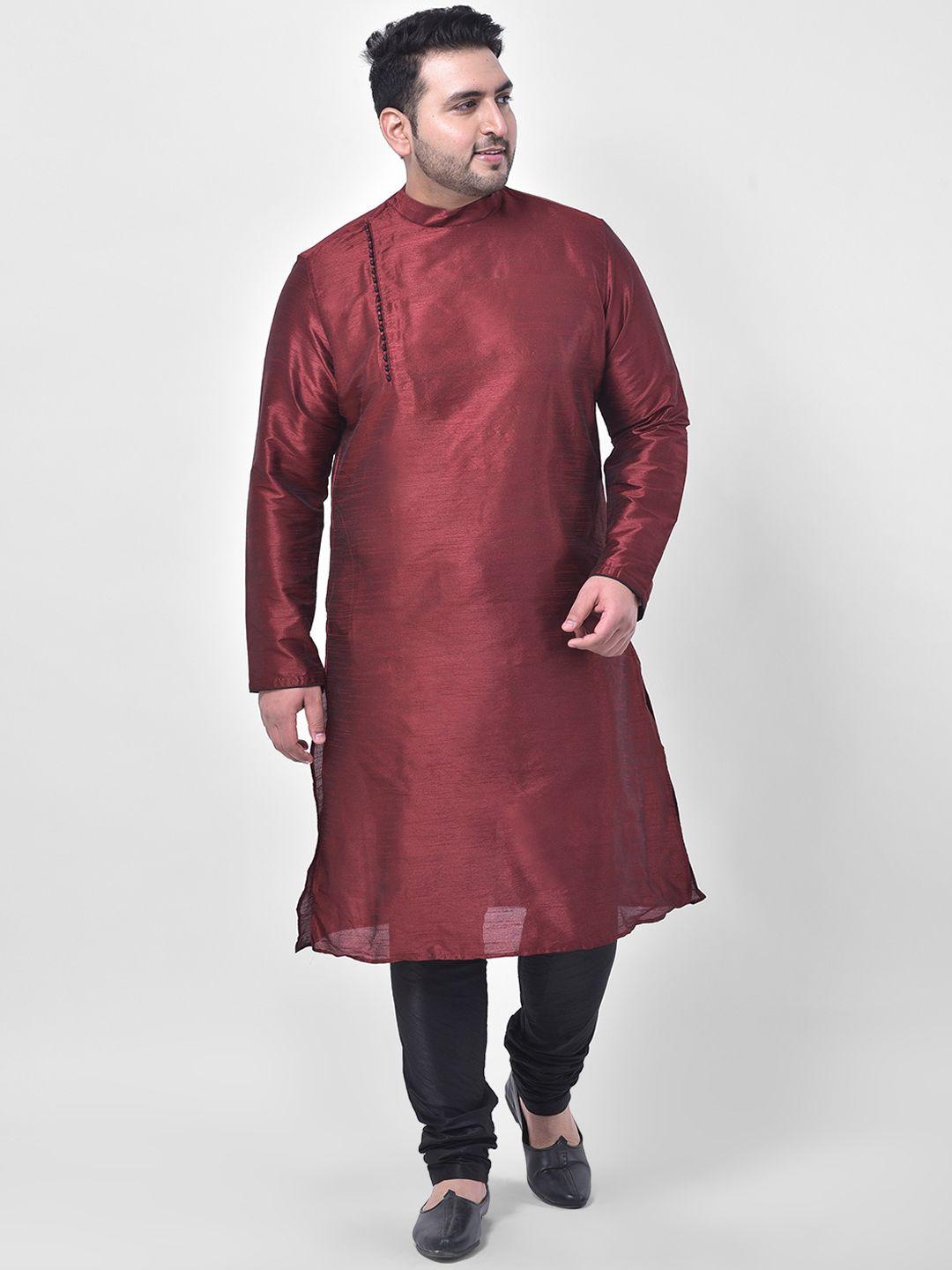 deyann plus men maroon a-line kurta