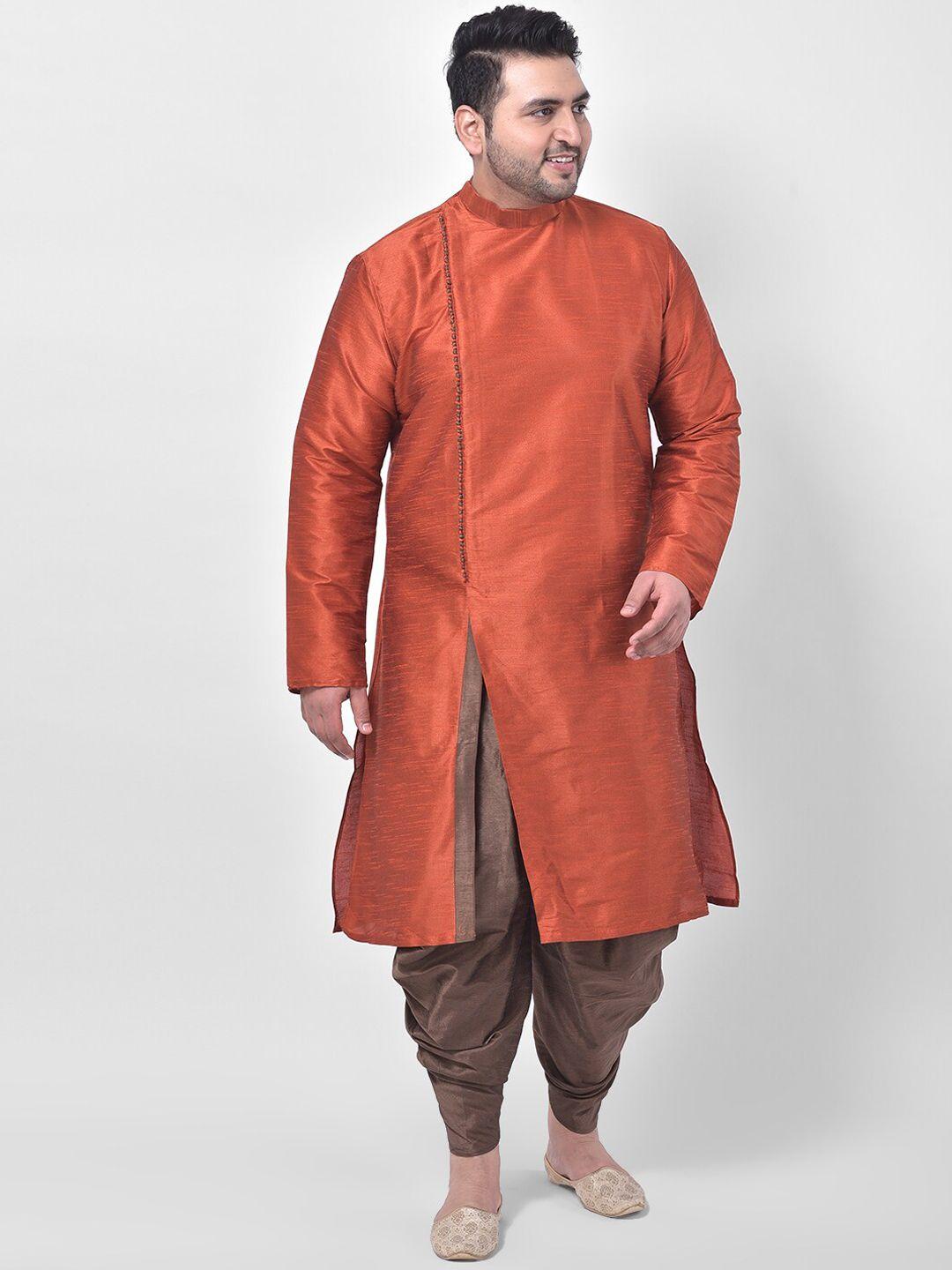 deyann plus men orange solid kurta