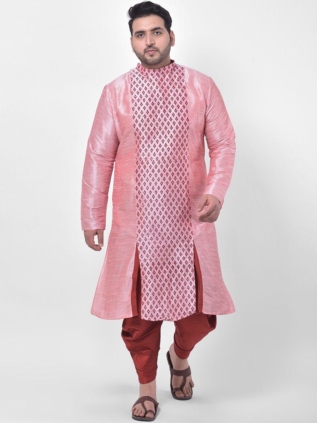 deyann plus men pink printed kurta with dhoti pants