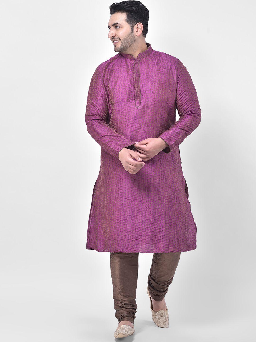 deyann plus men purple kurta with pyjamas
