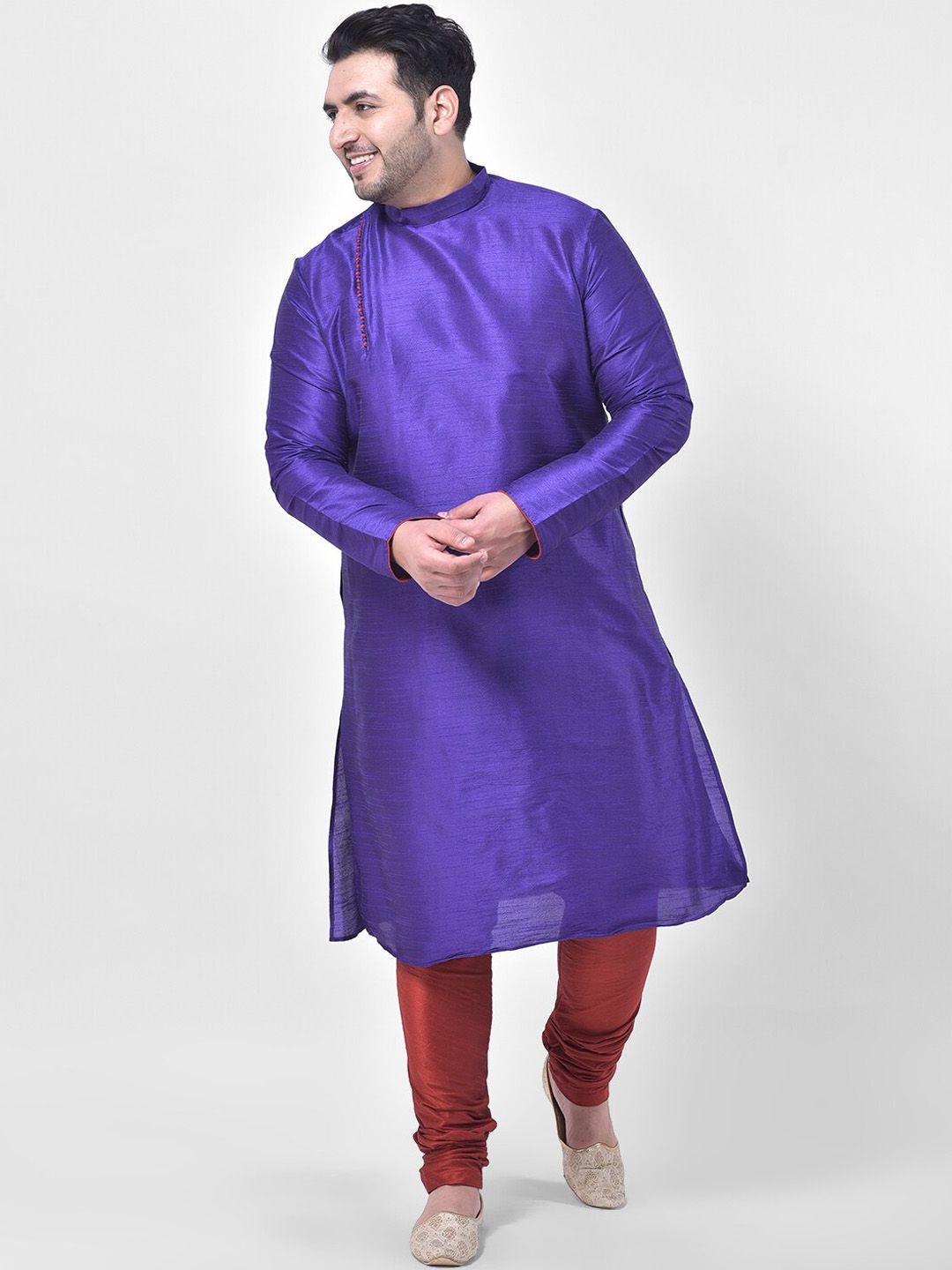 deyann plus men purple yoke design kurta