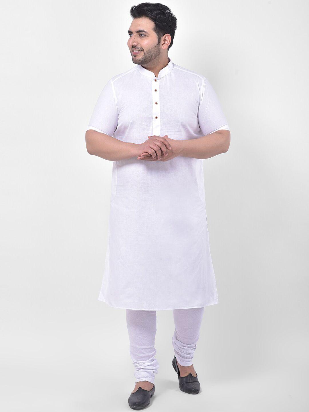 deyann plus men white solid kurta