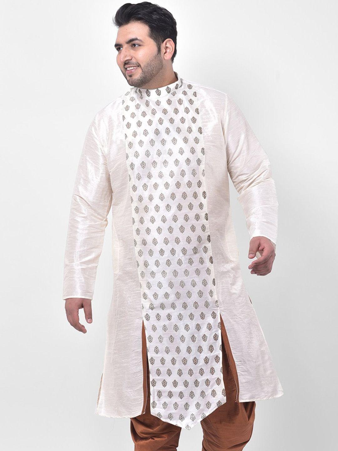 deyann plus plus size men off white ethnic motifs printed kurta
