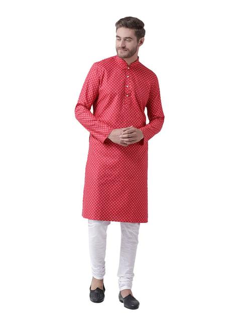 deyann red printed regular fit kurta