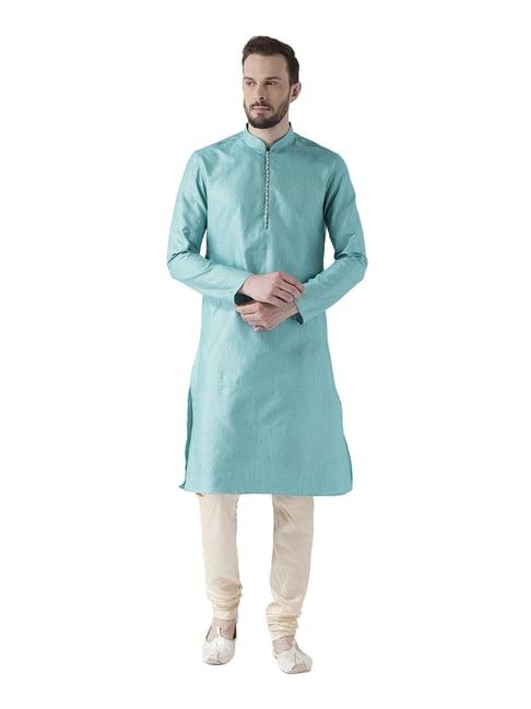 deyann sky blue full sleeves kurta set