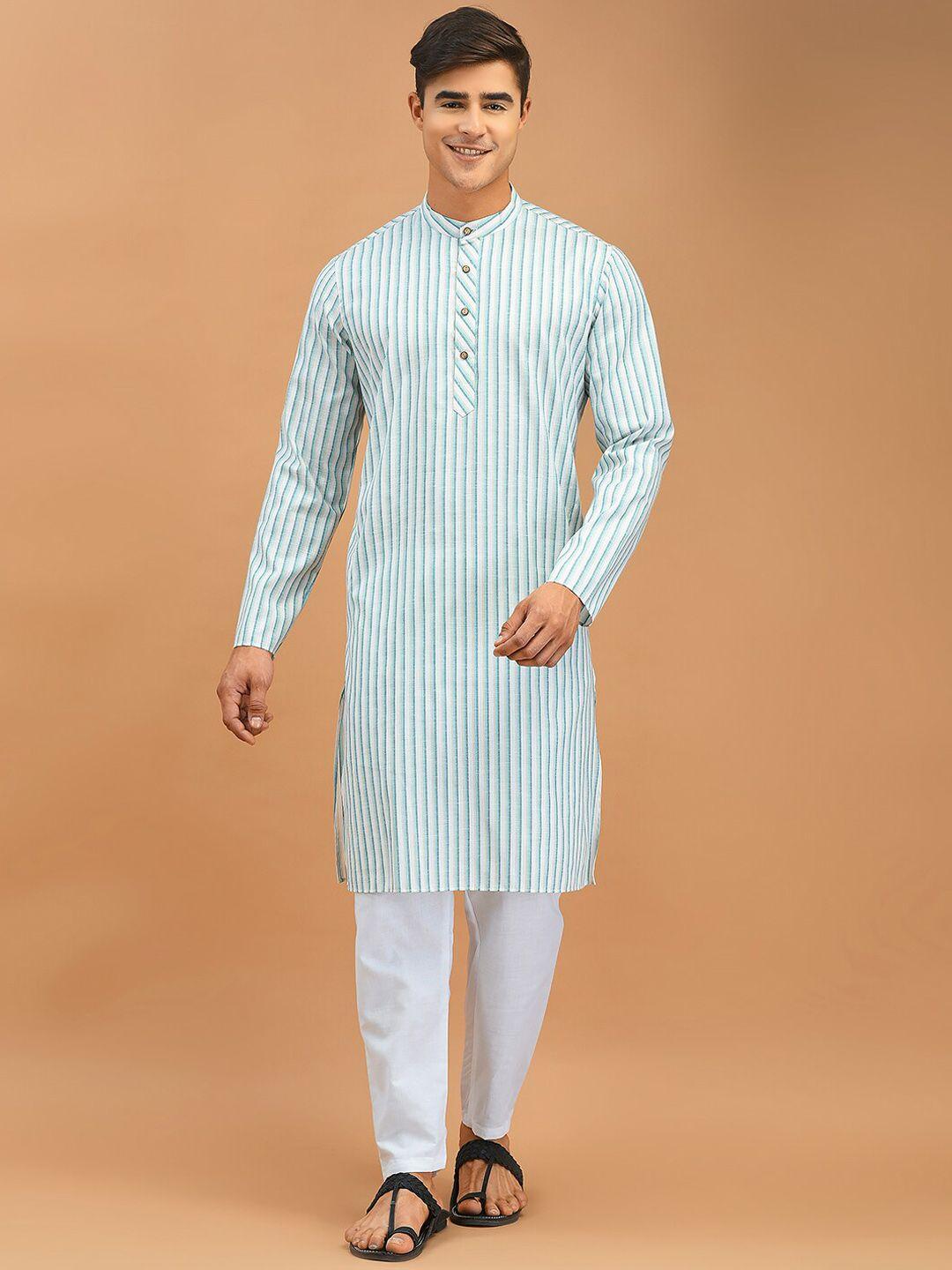 deyann striped regular pure cotton kurta with pyjamas