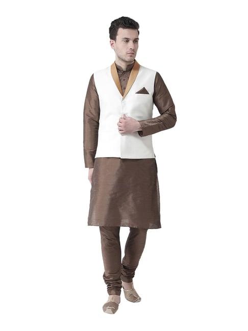 deyann white & brown full sleeves suit