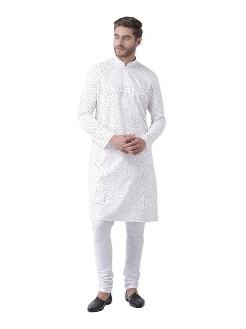 deyann white regular fit printed kurta