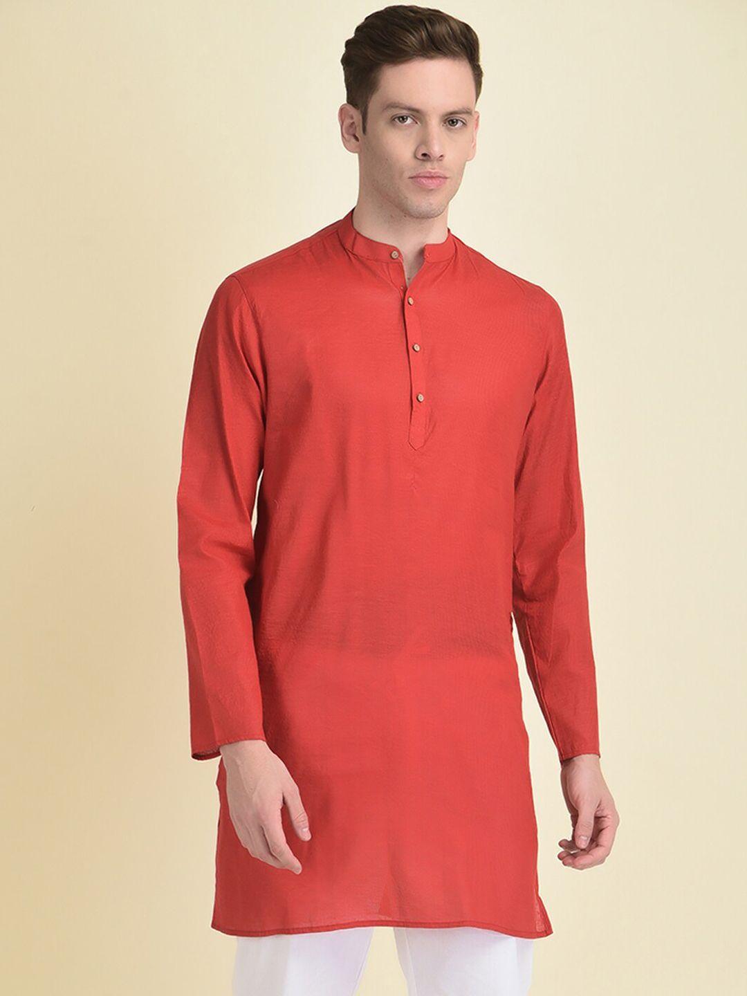 deyann woven design mandarin collar straight kurta with pyjamas