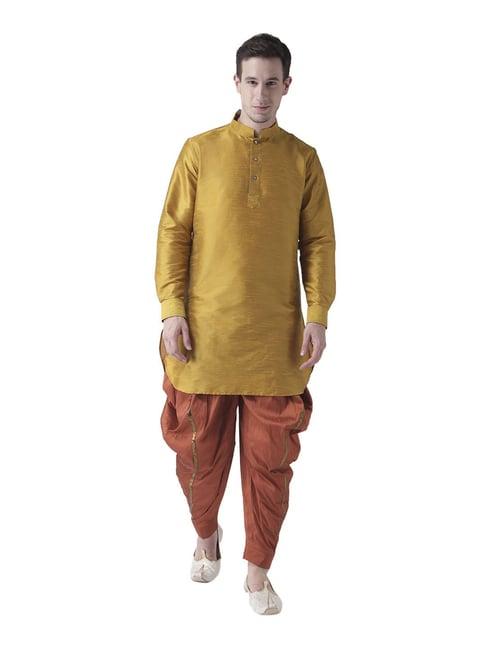 deyann yellow full sleeves silk kurta set