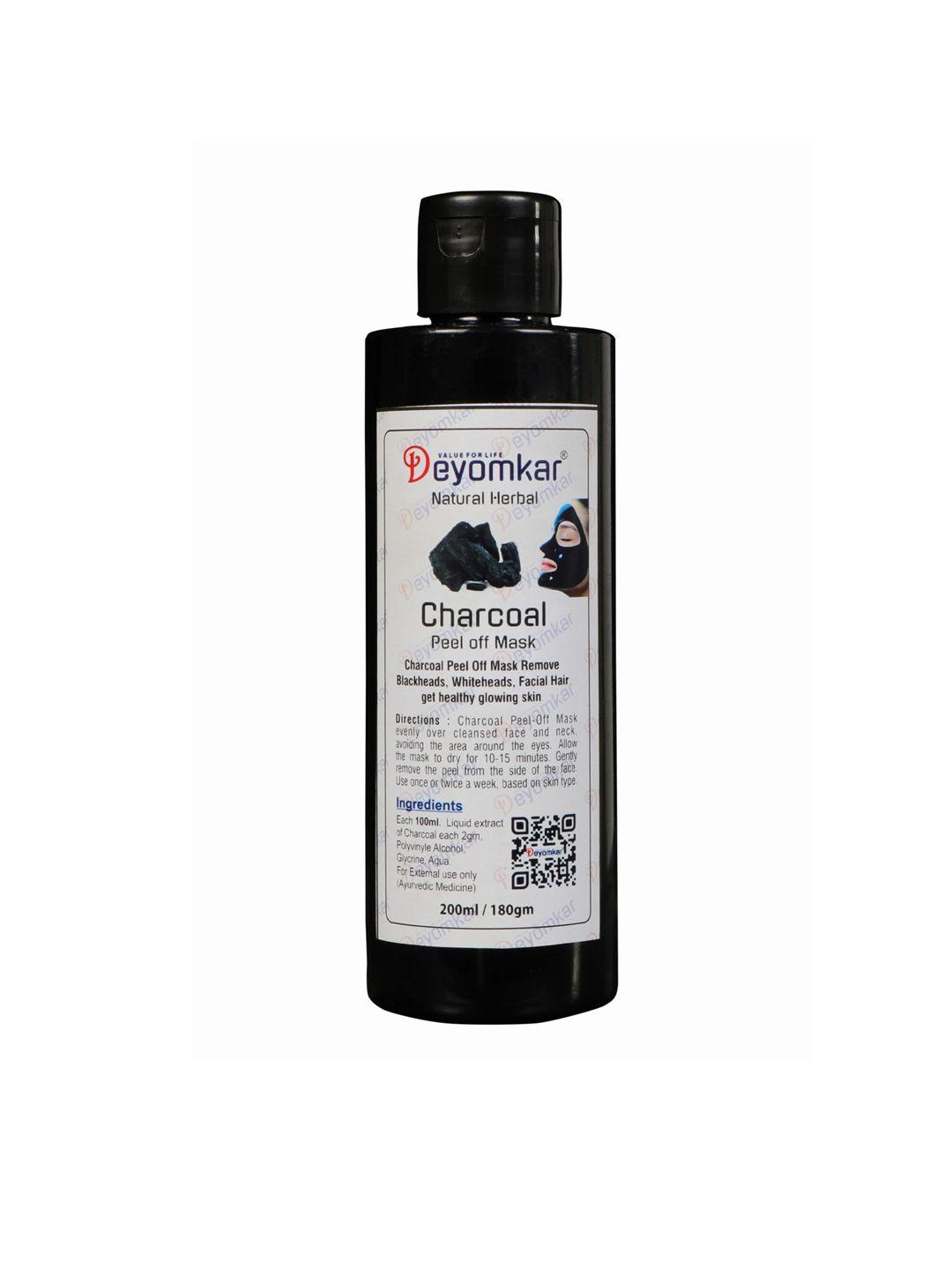 deyomkar unisex black natural herbal charcoal peel-off mask for glowing skin - 200 ml
