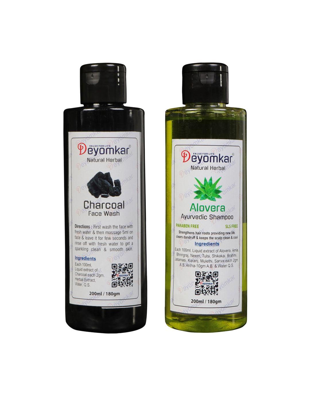 deyomkar natural herbal alovera shampoo with charcoal face wash