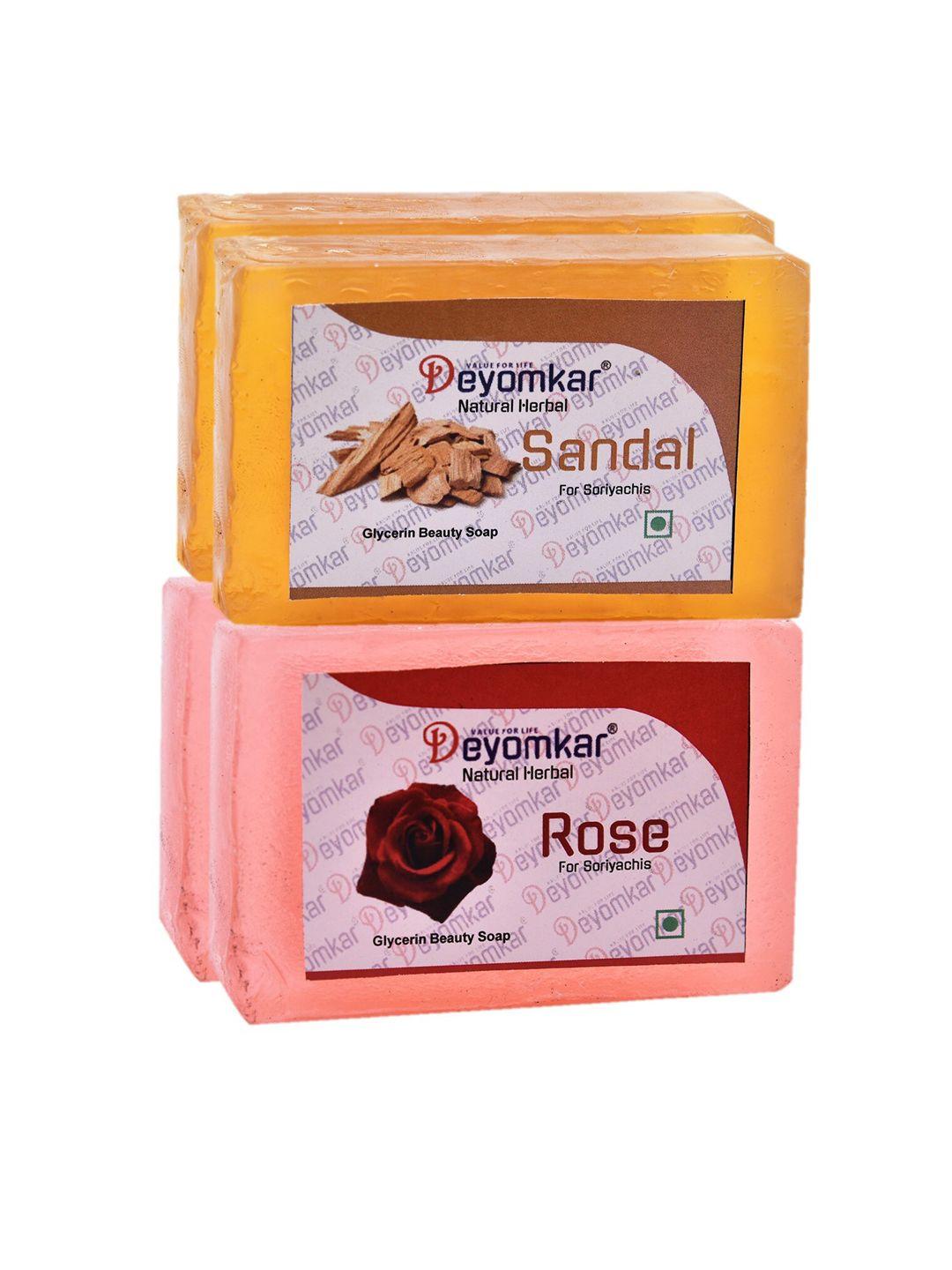 deyomkar pack of 4 herbal glycerin sandalwood & rose soaps