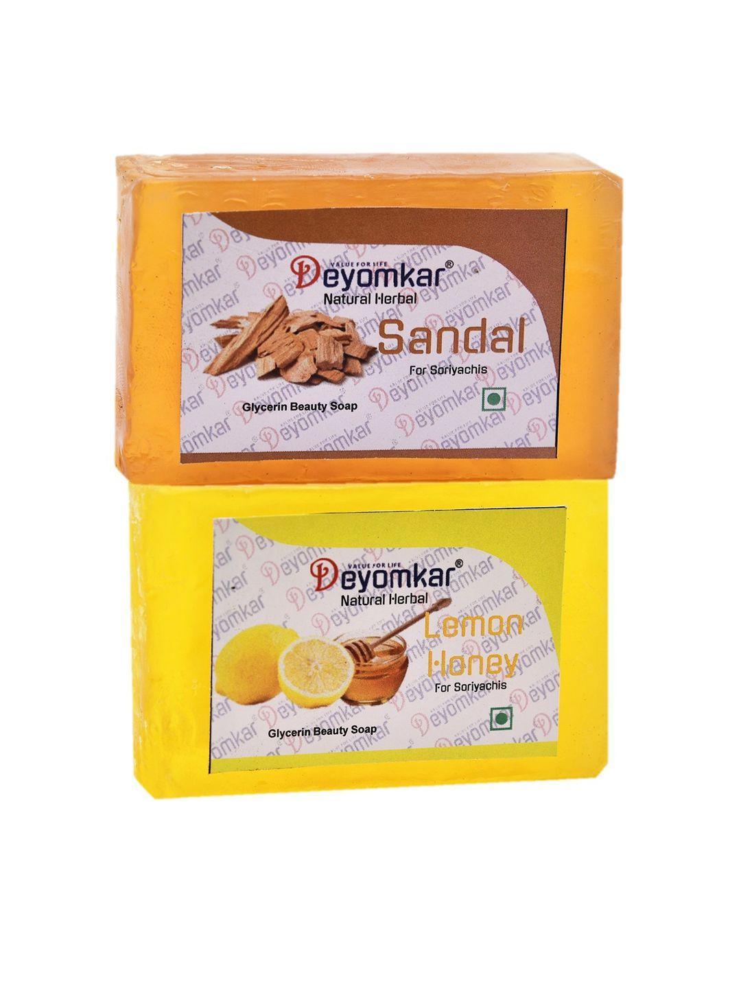 deyomkar set of 2 herbal glycerin sandalwood  & lemon honey soaps