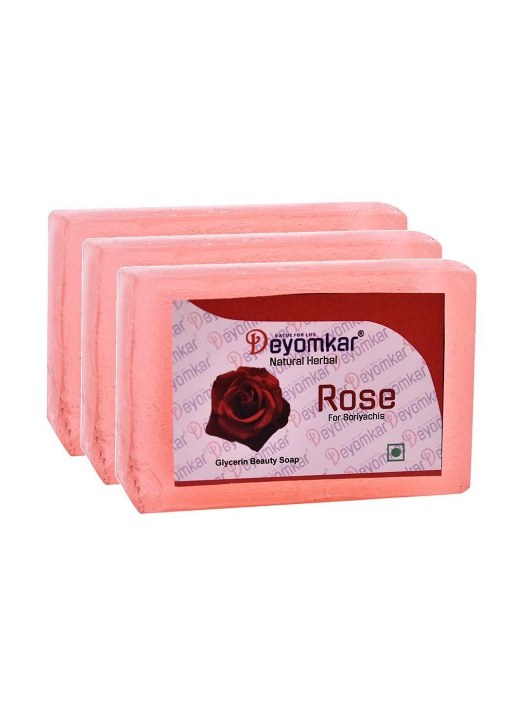 deyomkar set of 3 natural herbal glycerin rose soap