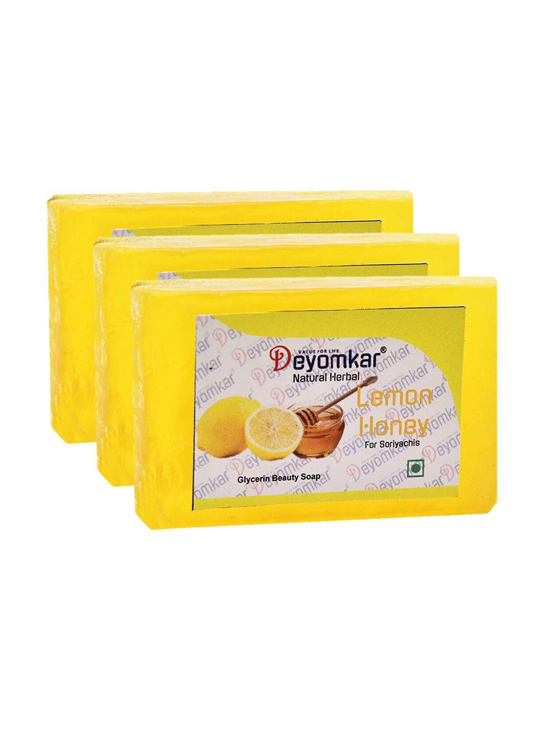 deyomkar set of 3 natural herbal lemon honey glycerin soap