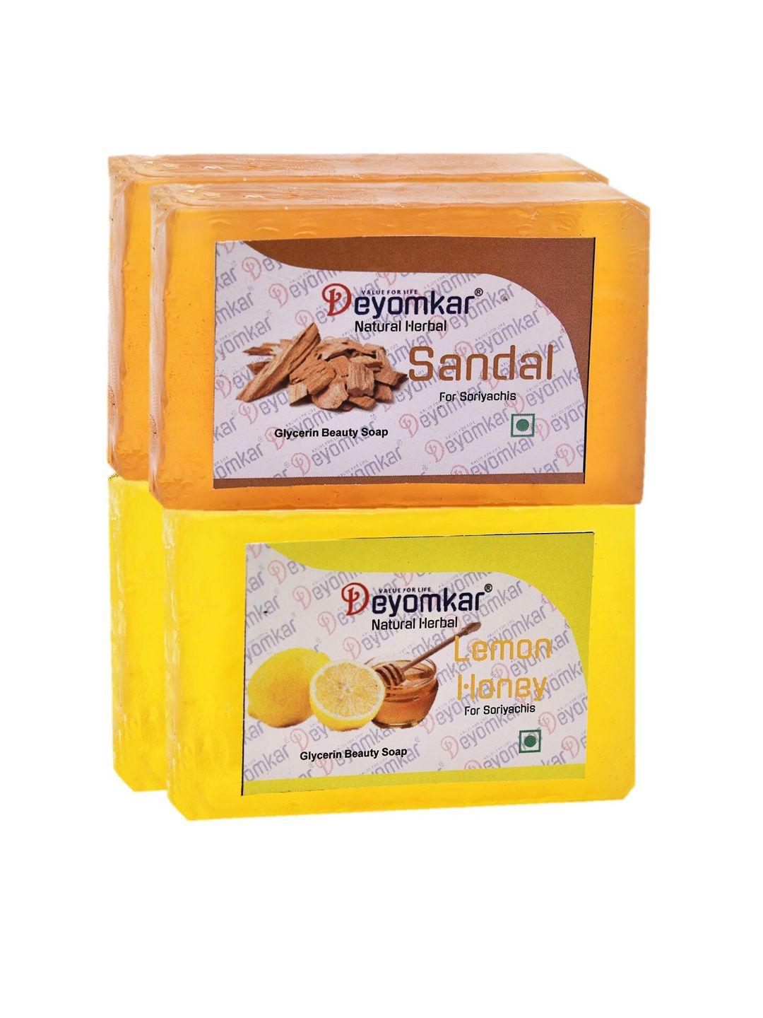 deyomkar set of 4 herbal glycerin sandalwood  & lemon honey soaps
