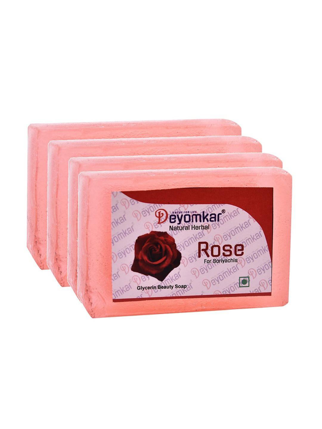 deyomkar set of 4 natural herbal glycerin soap rose