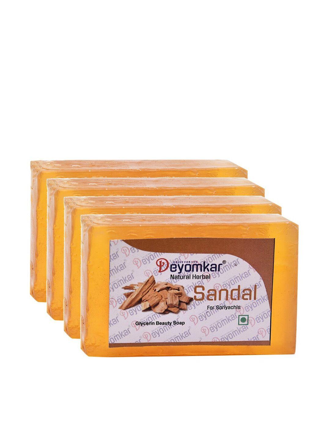 deyomkar set of 4 orange natural herbal sandalwood glycerin soap 480 gm