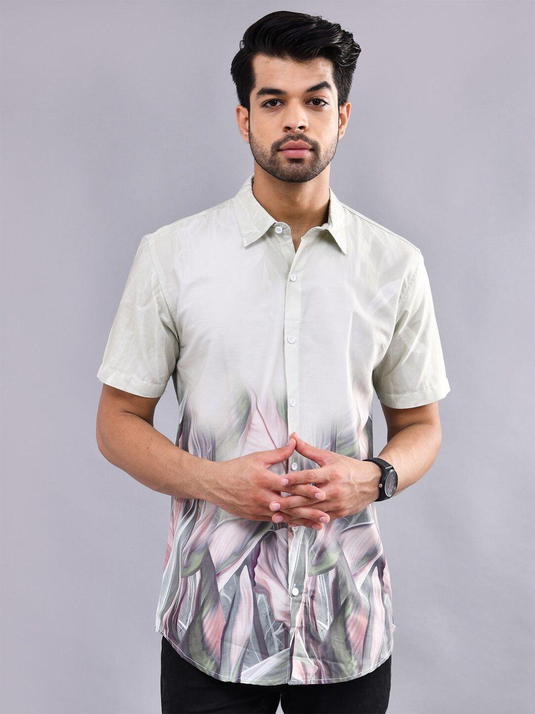 dezano smart slim fit abstract printed cotton casual shirt