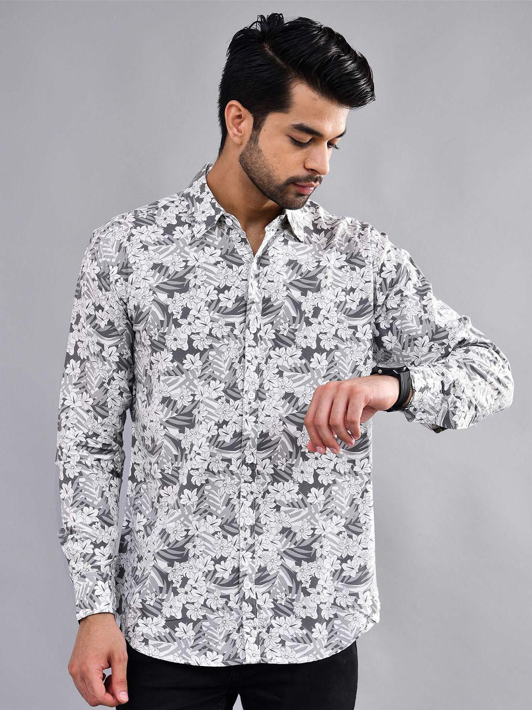 dezano modern regular fit floral printed spread collar casual shirt