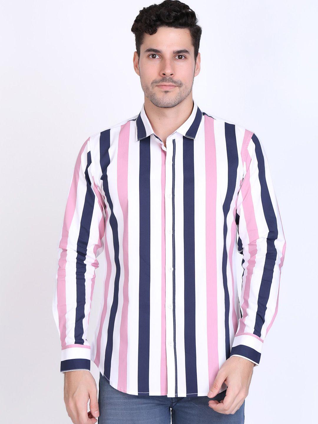 dezano slim fit vertical striped cotton casual shirt