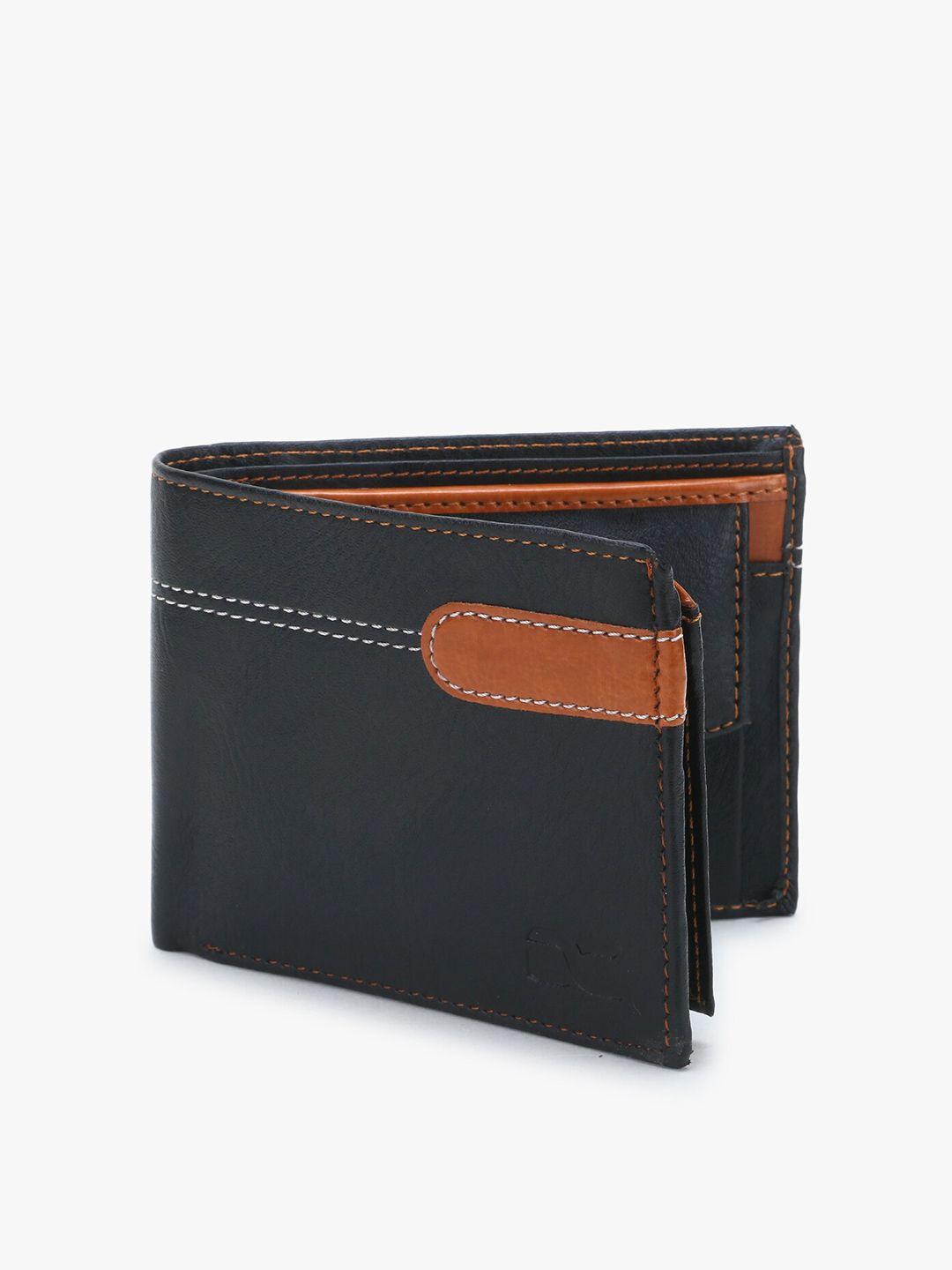 dezire crafts men black & tan textured two fold wallet