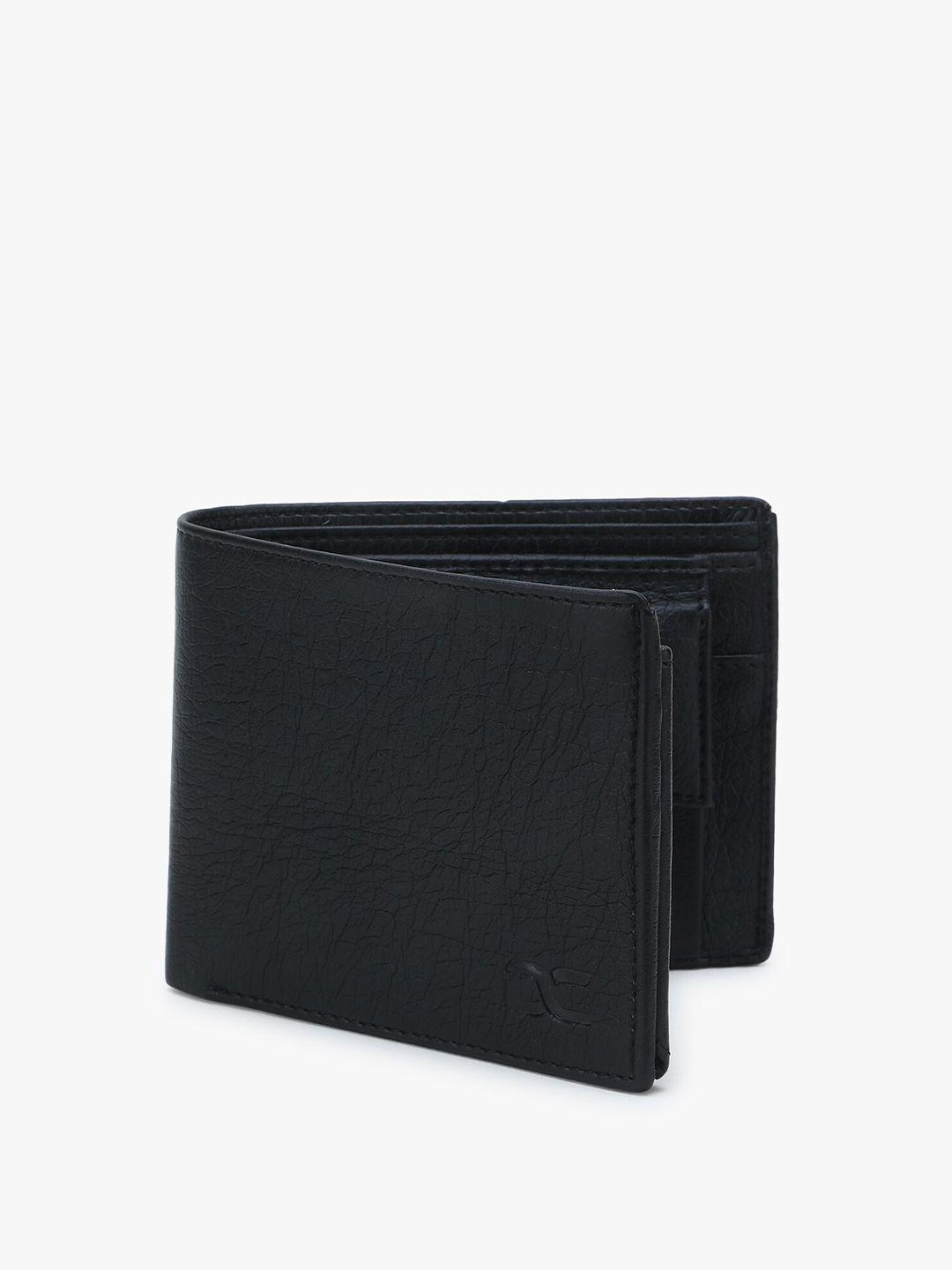 dezire crafts men black bi-fold leather two fold wallet