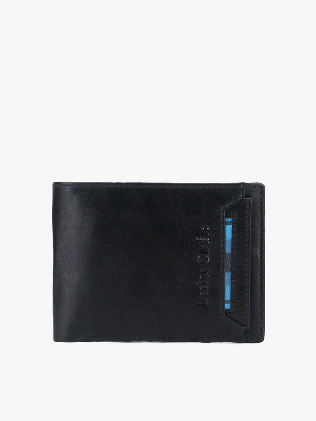 dezire crafts men black textured two fold wallet