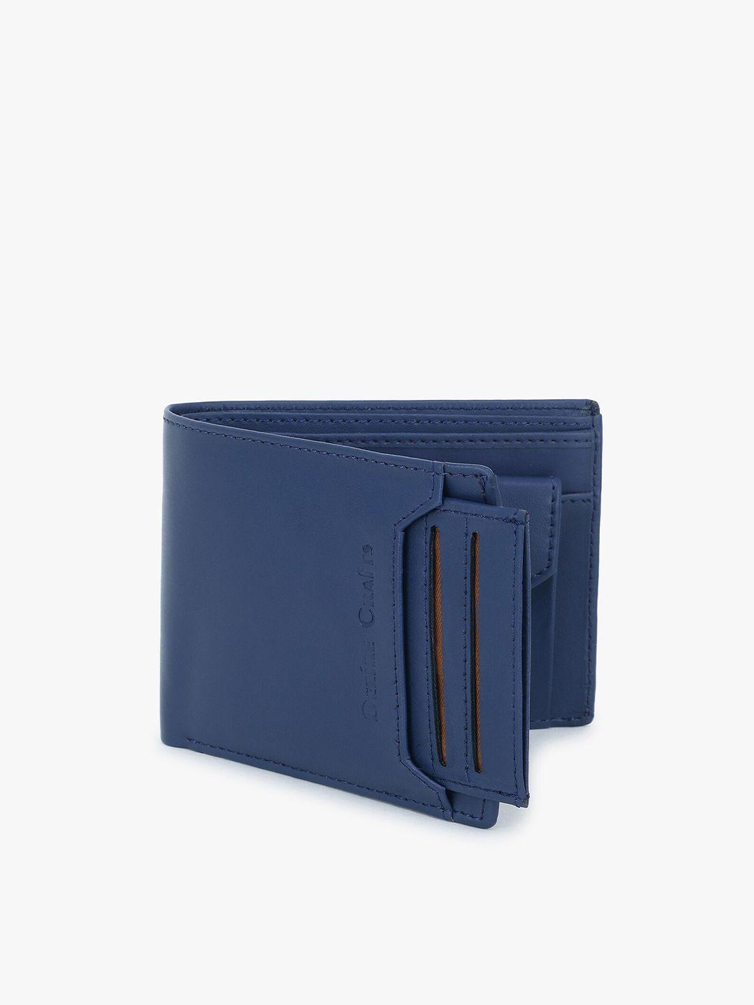 dezire crafts men blue textured two fold wallet with detachable card slot case