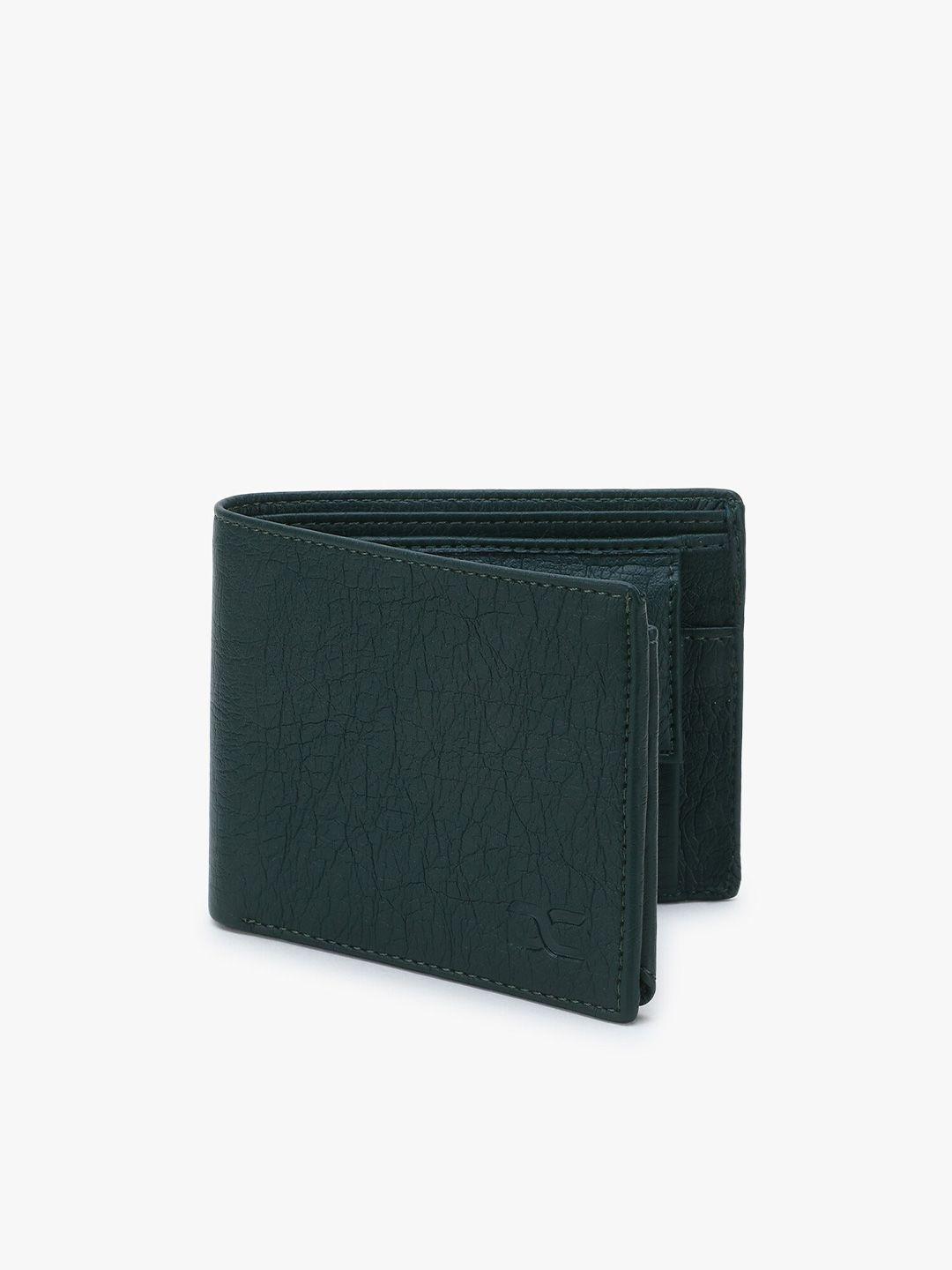 dezire crafts men green textured zip detail pu two fold wallet