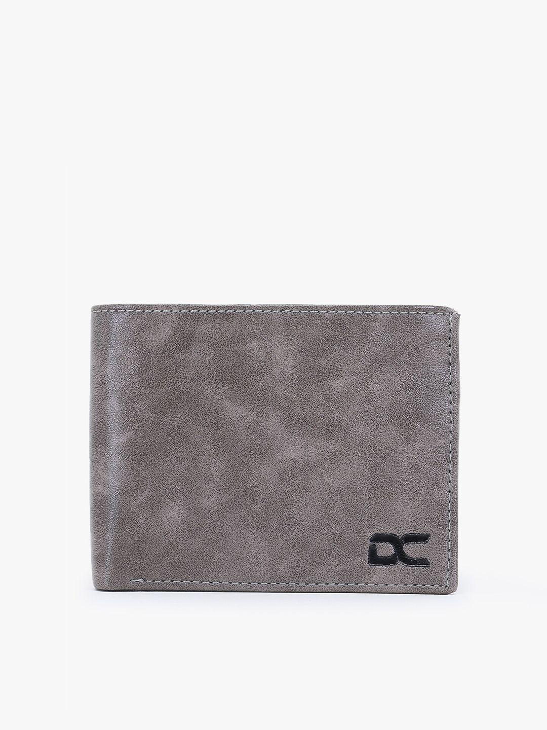 dezire crafts men grey textured two fold pu leather wallet