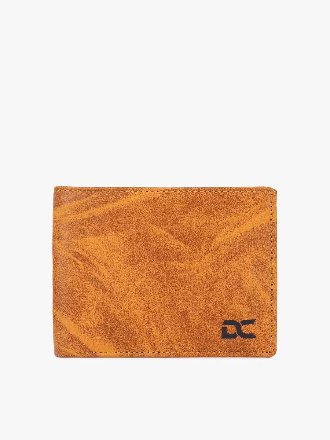 dezire crafts men tan abstract textured pu two fold wallet