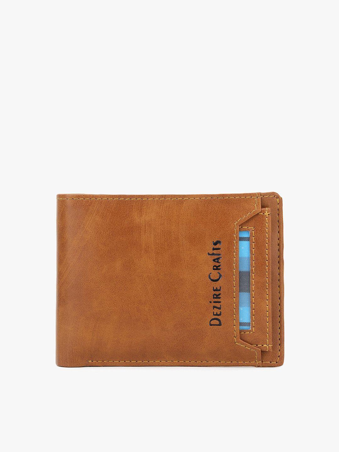 dezire crafts men tan cut work two fold pu wallet