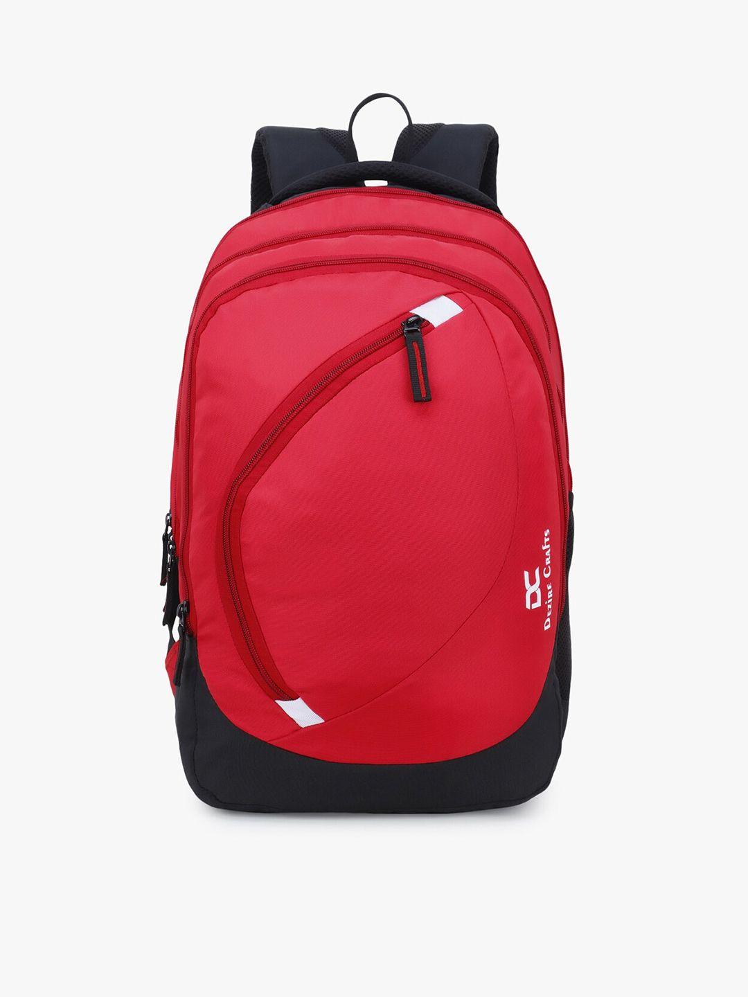 dezire crafts unisex red & black colourblocked backpack