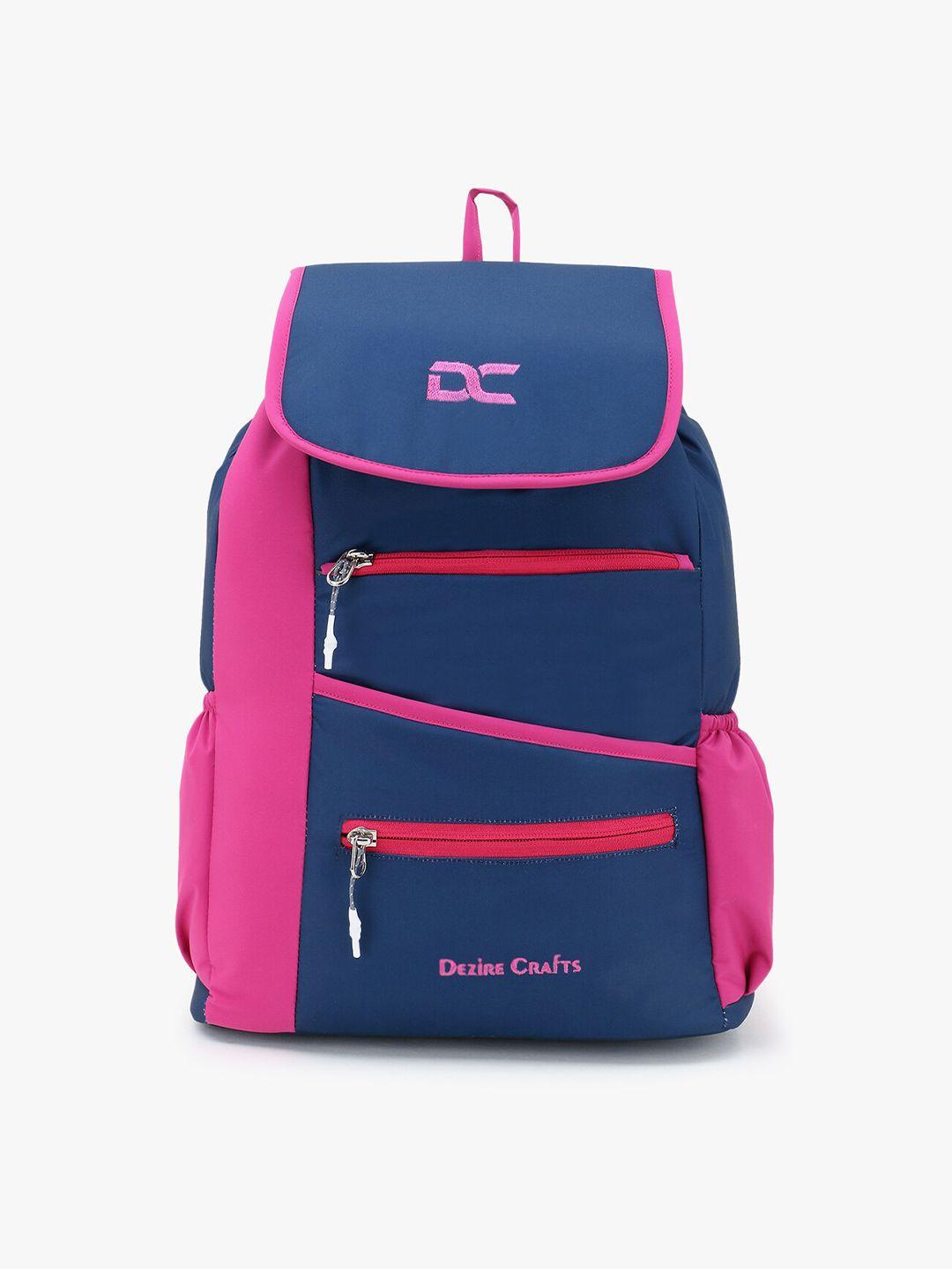 dezire crafts women blue & pink colourblocked embellished backpack