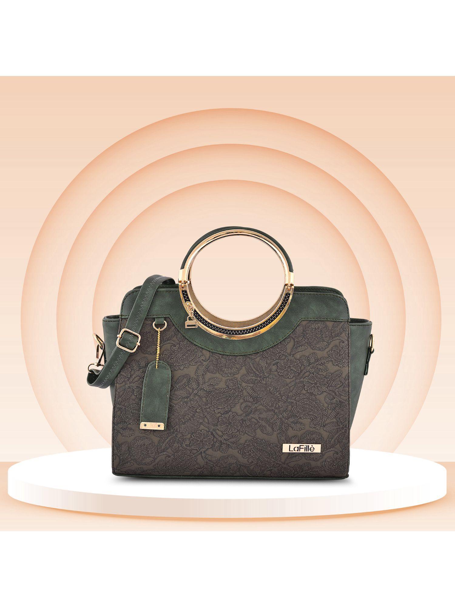 dgn308 womens handbag with adjustable sling strap - dark green