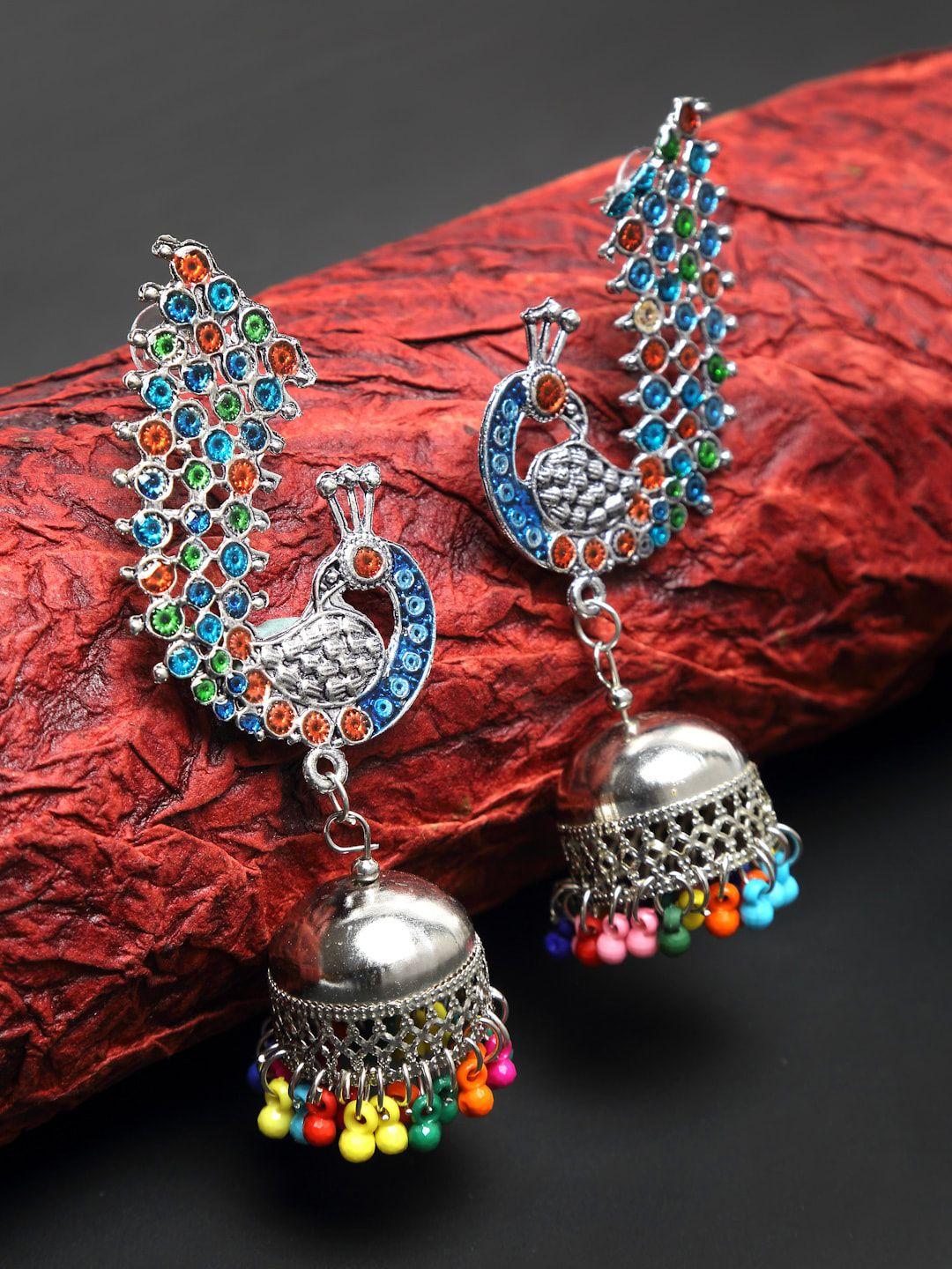 dhrohar multicoloured dome shaped jhumkas earrings