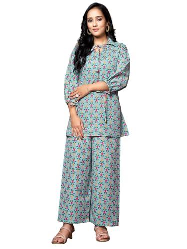 dhruvi trendz womens cotton blend co-ord set regular fit night dress (dt-w1704&tr797_light green_2xl)