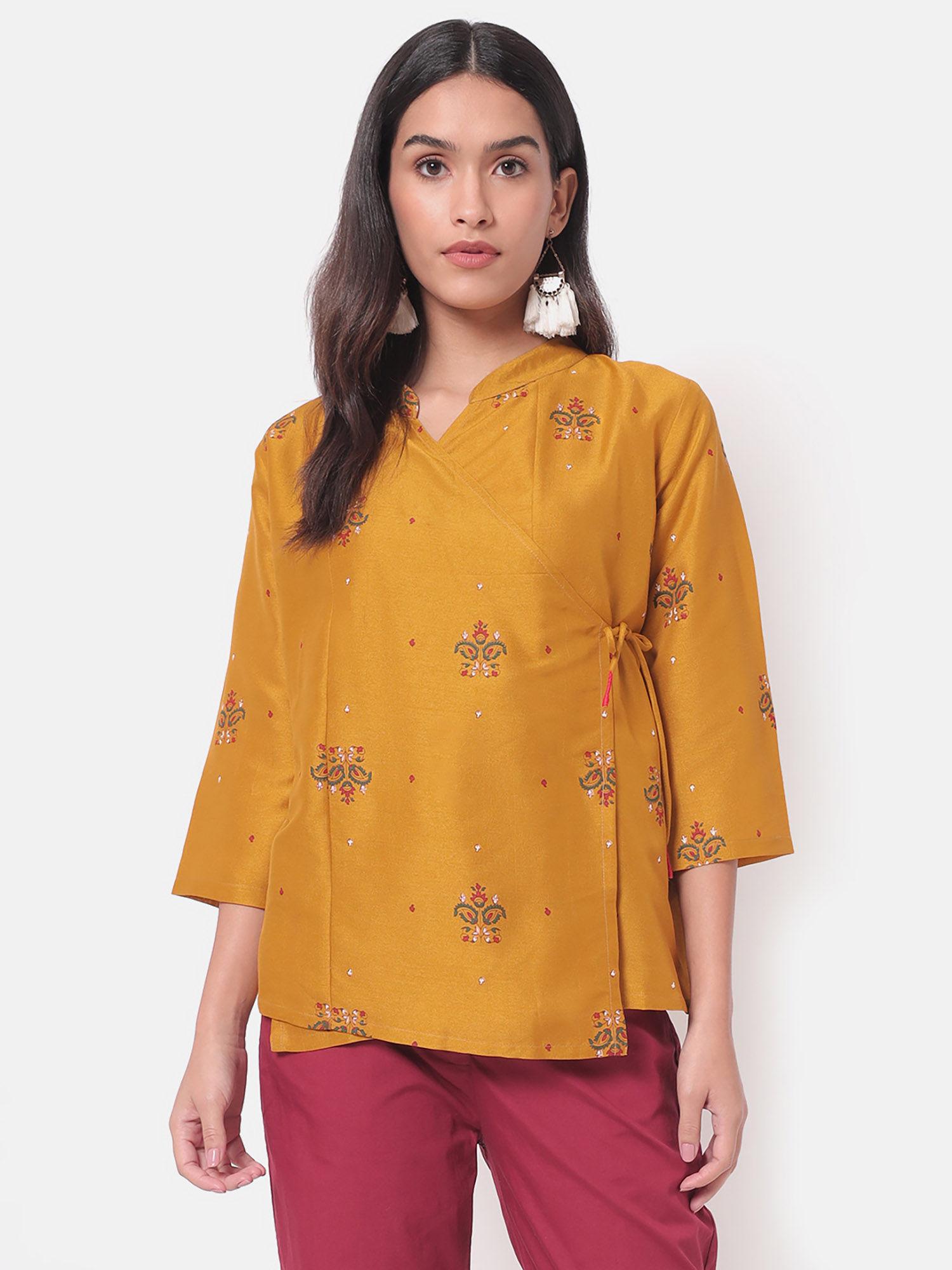 dhuri mustard angarkha styled top