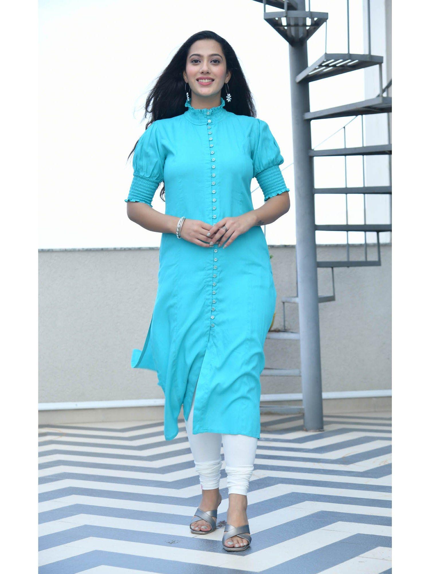 dhvija smocked-buttoned kurta