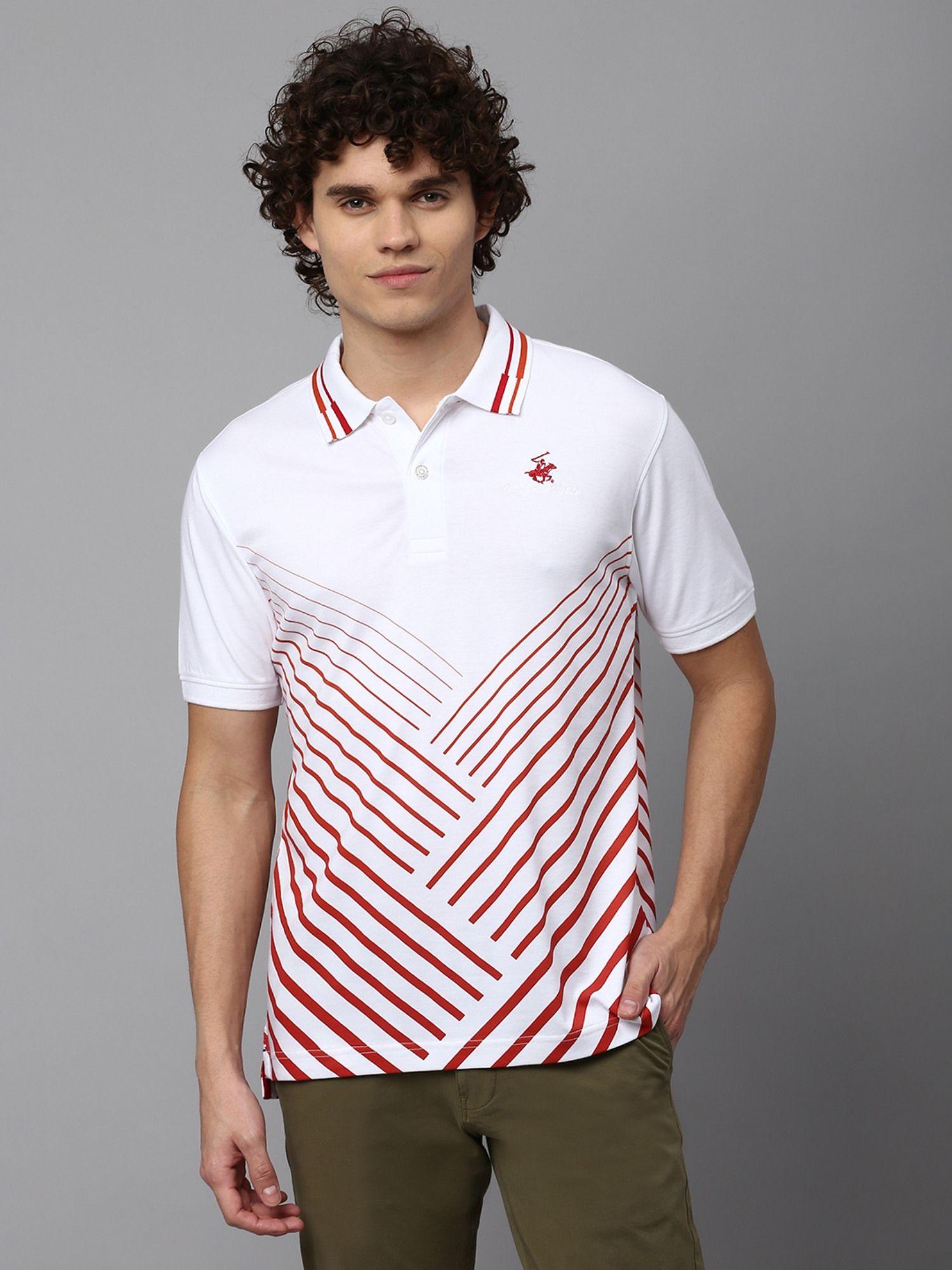 diagonal alignment printed polo white