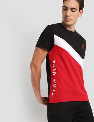 diagonal colour block active t-shirt