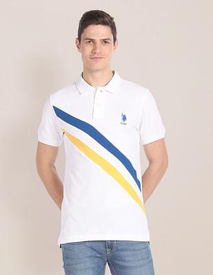 diagonal stripe pique polo shirt