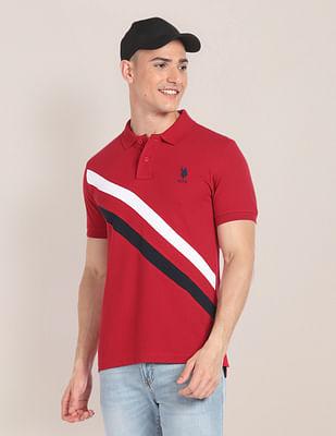diagonal stripe polo shirt