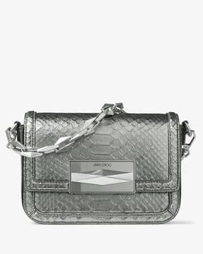 diamond lizard print leather crossbody bag