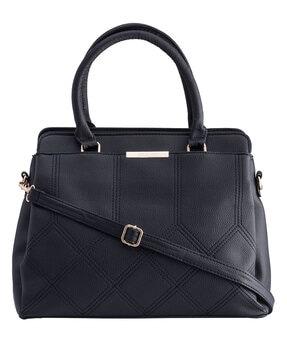 diamond pattern handbag with detachable strap